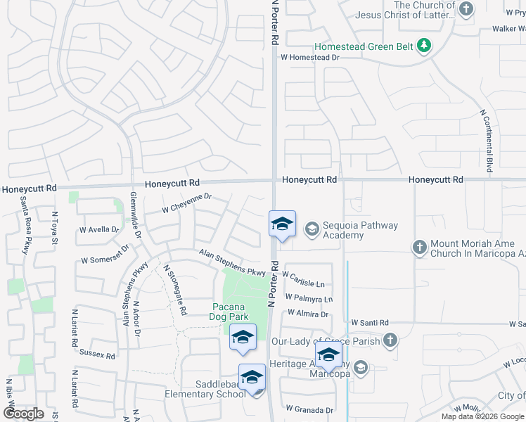 map of restaurants, bars, coffee shops, grocery stores, and more near 41564 West Cheyenne Court in Maricopa