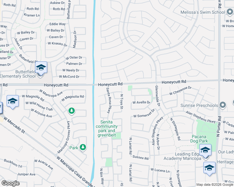 map of restaurants, bars, coffee shops, grocery stores, and more near 42807 West Magnolia Road in Maricopa