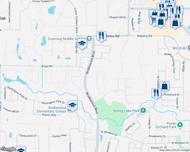 map of restaurants, bars, coffee shops, grocery stores, and more near 5209 Balmoral Lane in Flower Mound