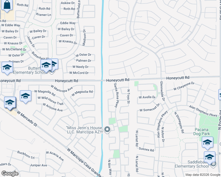 map of restaurants, bars, coffee shops, grocery stores, and more near 42930 West Magnolia Road in Maricopa