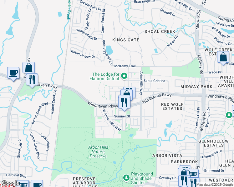 map of restaurants, bars, coffee shops, grocery stores, and more near 5950 Andover Drive in The Colony
