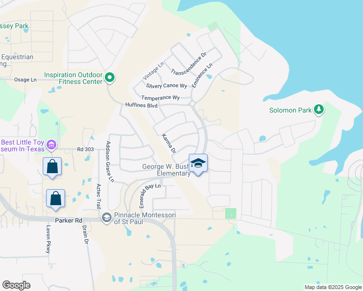 map of restaurants, bars, coffee shops, grocery stores, and more near 1827 Pacific Pearl Lane in Wylie