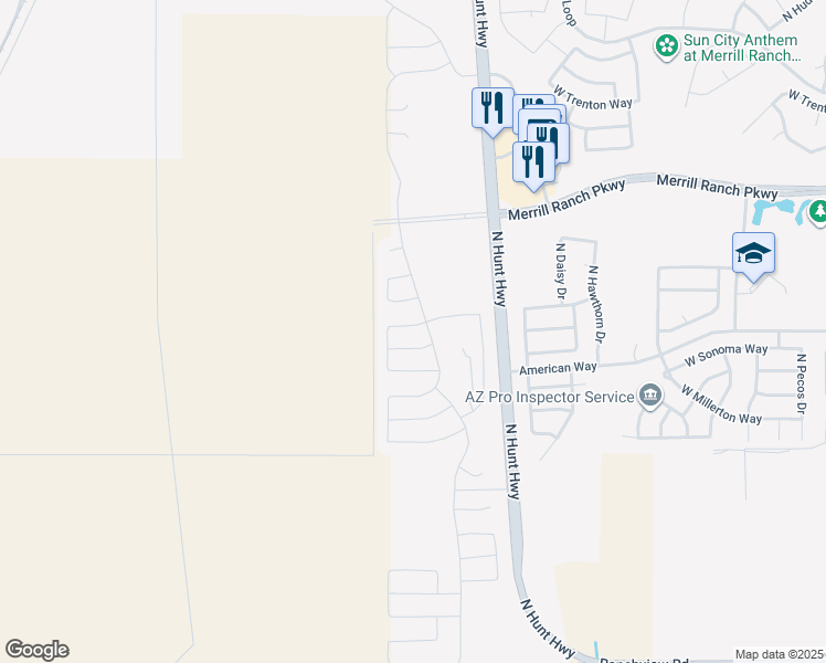 map of restaurants, bars, coffee shops, grocery stores, and more near 8481 West Rushmore Way in Florence
