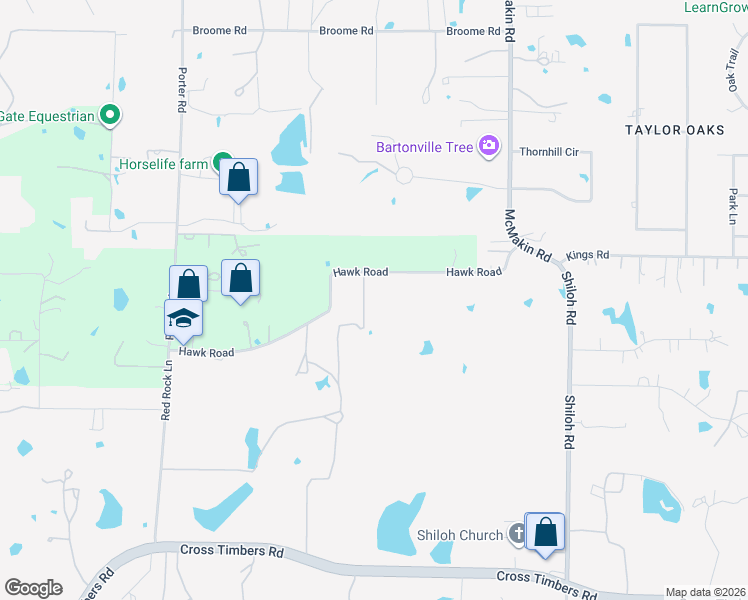 map of restaurants, bars, coffee shops, grocery stores, and more near 6901 Hawk Road in Flower Mound