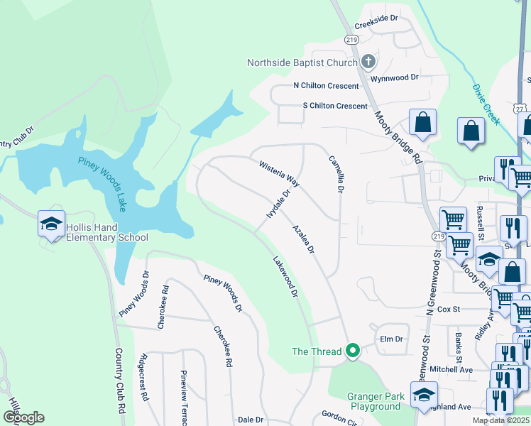 map of restaurants, bars, coffee shops, grocery stores, and more near 101 Ivydale Drive in LaGrange