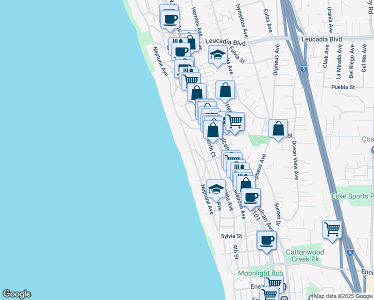 map of restaurants, bars, coffee shops, grocery stores, and more near 470 North El Portal Street in Encinitas