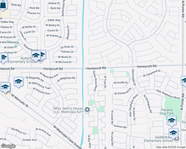 map of restaurants, bars, coffee shops, grocery stores, and more near 42930 West Magnolia Road in Maricopa