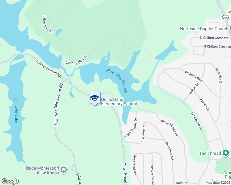 map of restaurants, bars, coffee shops, grocery stores, and more near 140 Pinetree Drive in LaGrange
