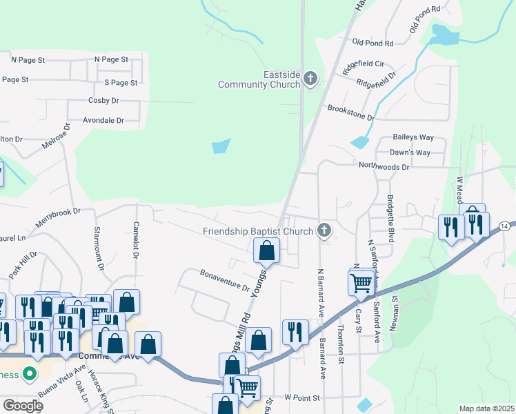 map of restaurants, bars, coffee shops, grocery stores, and more near 124 Lafayette Court in LaGrange