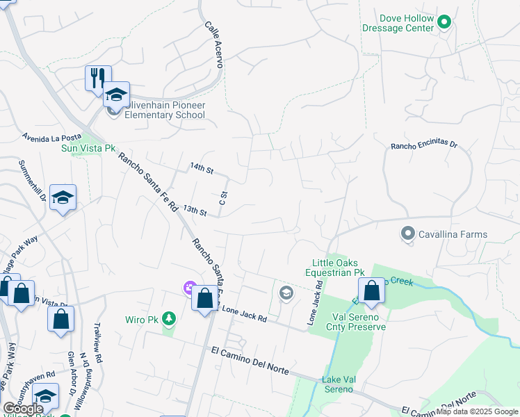 map of restaurants, bars, coffee shops, grocery stores, and more near 2363 Casa Hermosa Court in Encinitas