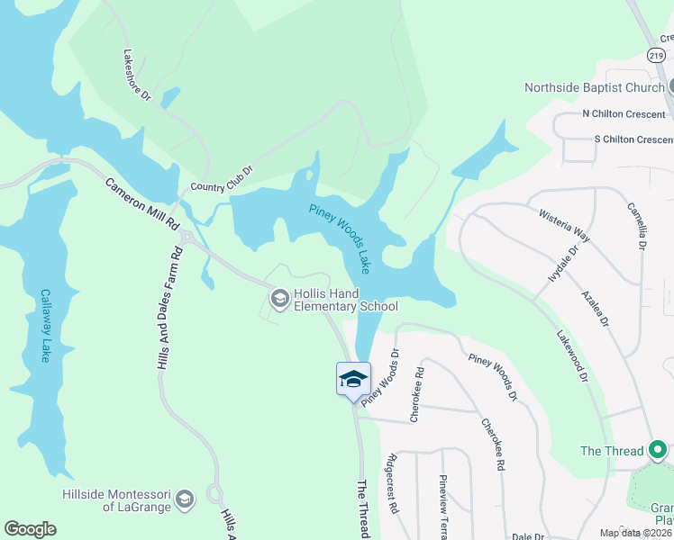 map of restaurants, bars, coffee shops, grocery stores, and more near 140 Pinetree Drive in LaGrange