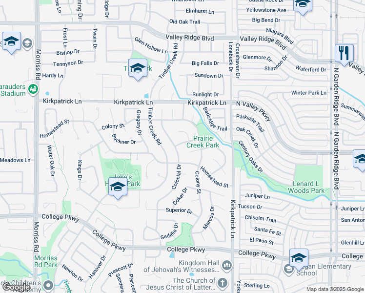 map of restaurants, bars, coffee shops, grocery stores, and more near 1325 Ponder Way in Flower Mound