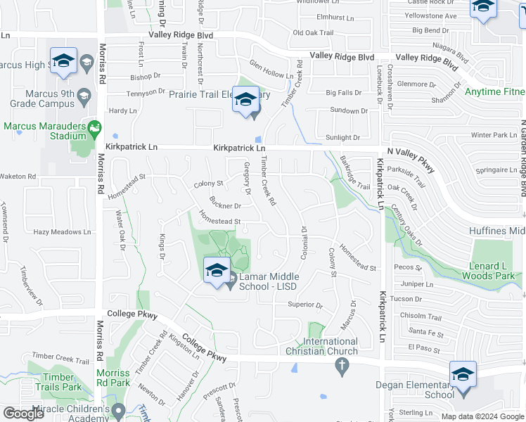 map of restaurants, bars, coffee shops, grocery stores, and more near 5304 Gregory Drive in Flower Mound