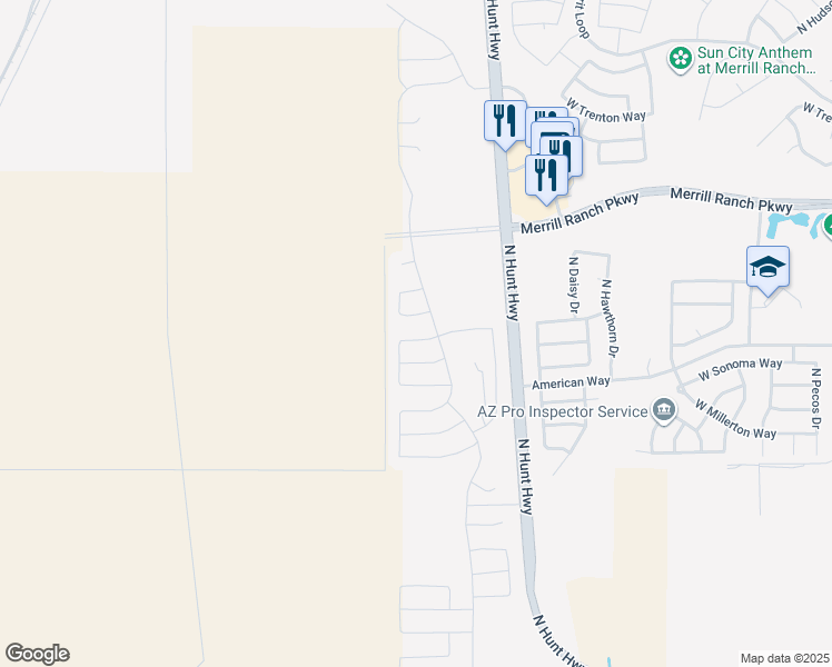 map of restaurants, bars, coffee shops, grocery stores, and more near 8481 West Rushmore Way in Florence