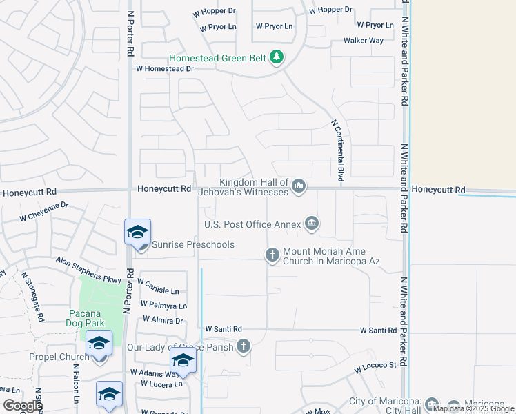 map of restaurants, bars, coffee shops, grocery stores, and more near 1 North Gunsmoke Road in Maricopa