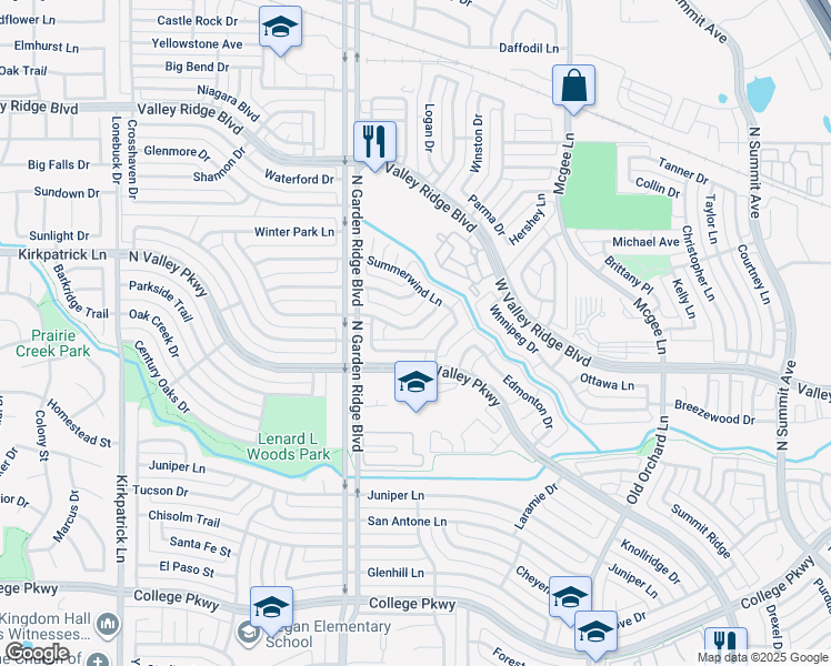map of restaurants, bars, coffee shops, grocery stores, and more near 1424 Sunswept Terrace in Lewisville