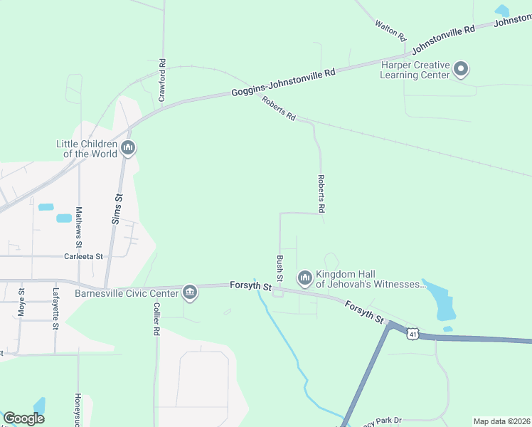 map of restaurants, bars, coffee shops, grocery stores, and more near 260 Roberts Road in Barnesville