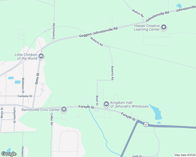 map of restaurants, bars, coffee shops, grocery stores, and more near 260 Roberts Road in Barnesville