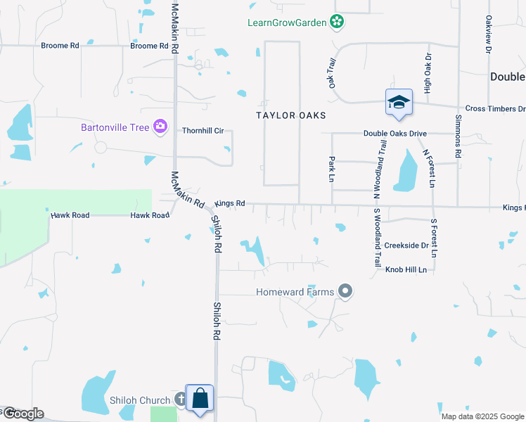 map of restaurants, bars, coffee shops, grocery stores, and more near 6213 Kings Rd in Lewisville