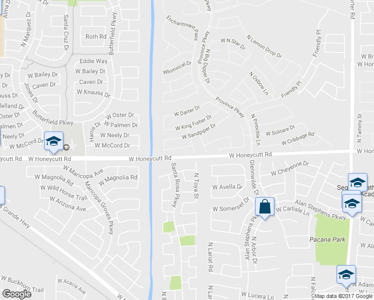 map of restaurants, bars, coffee shops, grocery stores, and more near 42815 West Mallard Road in Maricopa