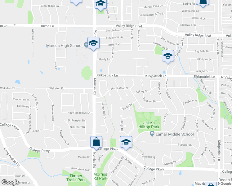 map of restaurants, bars, coffee shops, grocery stores, and more near 5323 Peterson Court in Flower Mound