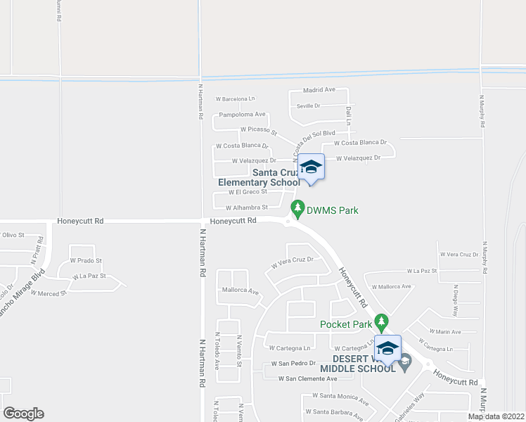 map of restaurants, bars, coffee shops, grocery stores, and more near 36361 West Alhambra Street in Maricopa
