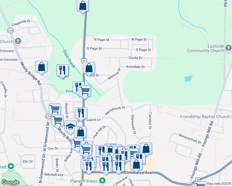 map of restaurants, bars, coffee shops, grocery stores, and more near 148 Cascade Circle in LaGrange