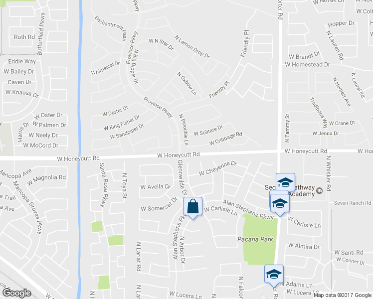 map of restaurants, bars, coffee shops, grocery stores, and more near 42243 West Cribbage Road in Maricopa