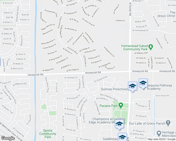 map of restaurants, bars, coffee shops, grocery stores, and more near 42243 West Cribbage Road in Maricopa