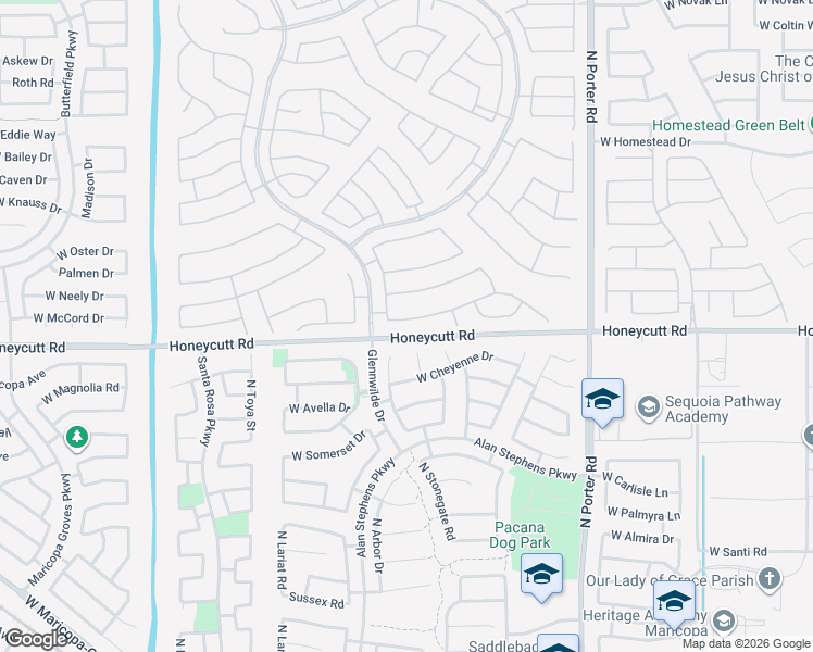 map of restaurants, bars, coffee shops, grocery stores, and more near 42121 West Cribbage Road in Maricopa
