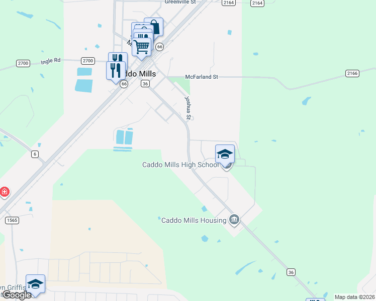 map of restaurants, bars, coffee shops, grocery stores, and more near 1801 Farm To Market 36 in Caddo Mills