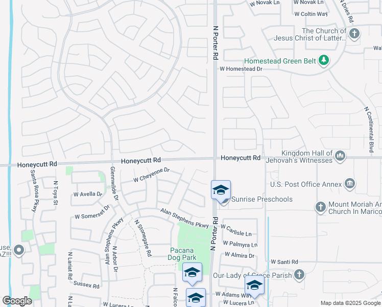 map of restaurants, bars, coffee shops, grocery stores, and more near 41677 West Cribbage Road in Maricopa