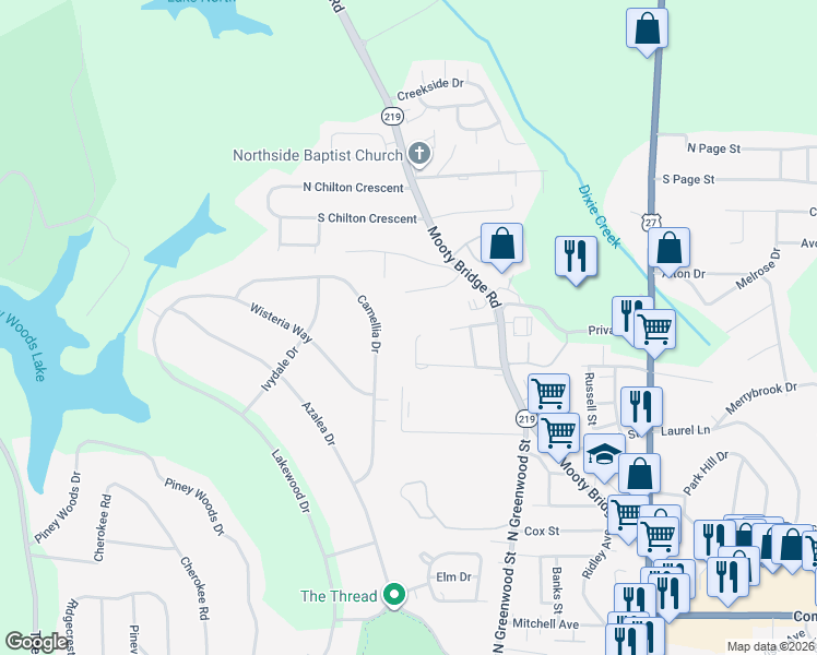 map of restaurants, bars, coffee shops, grocery stores, and more near 110 Ewing Street in LaGrange