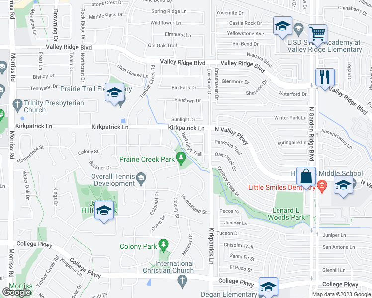 map of restaurants, bars, coffee shops, grocery stores, and more near 1200 Colony Street in Flower Mound
