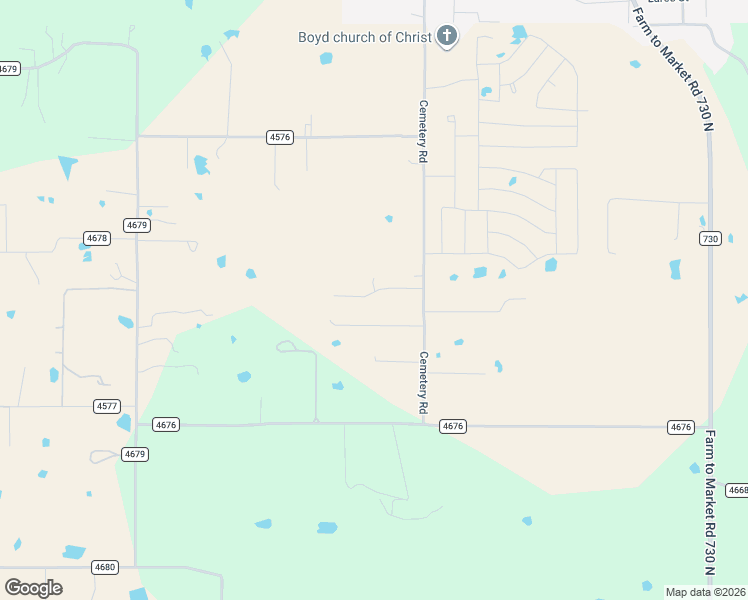 map of restaurants, bars, coffee shops, grocery stores, and more near 132 Private Road 4926 in Boyd