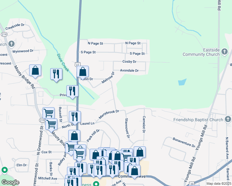 map of restaurants, bars, coffee shops, grocery stores, and more near 143 Alton Drive in LaGrange