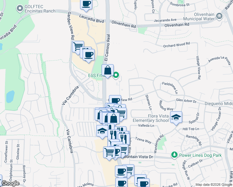 map of restaurants, bars, coffee shops, grocery stores, and more near in Encinitas