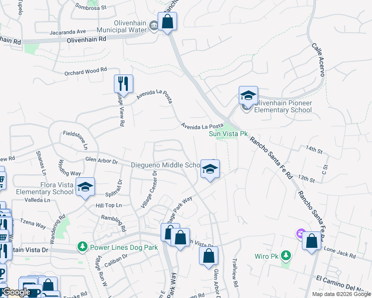 map of restaurants, bars, coffee shops, grocery stores, and more near 2241 Summerhill Drive in Encinitas