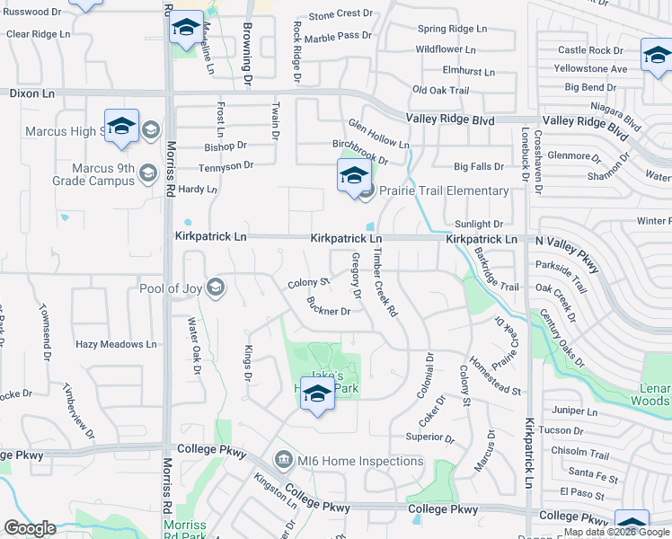 map of restaurants, bars, coffee shops, grocery stores, and more near 5409 Gregory Drive in Flower Mound