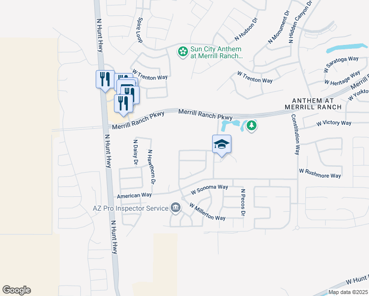 map of restaurants, bars, coffee shops, grocery stores, and more near 7636 West Congressional Way in Florence
