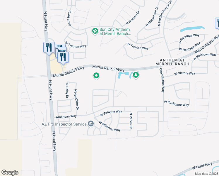 map of restaurants, bars, coffee shops, grocery stores, and more near 7442 West Congressional Way in Florence