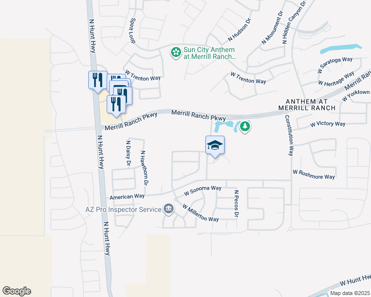 map of restaurants, bars, coffee shops, grocery stores, and more near 7636 West Congressional Way in Florence
