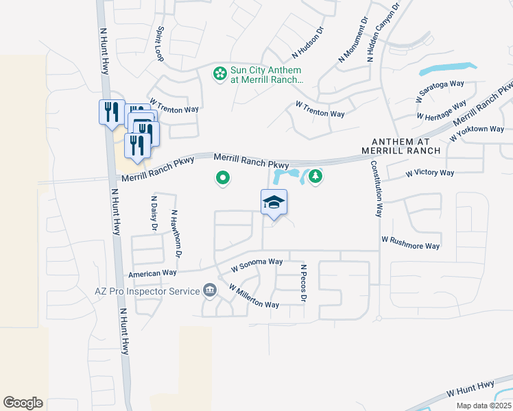 map of restaurants, bars, coffee shops, grocery stores, and more near 7442 West Congressional Way in Florence
