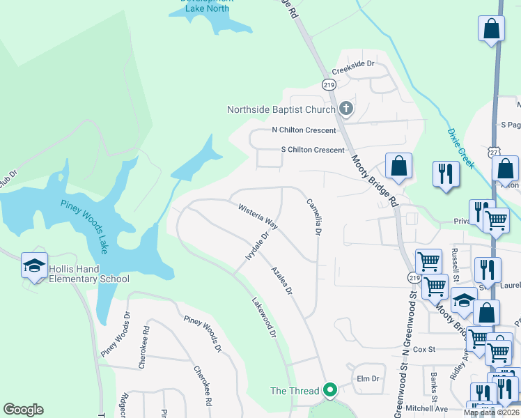 map of restaurants, bars, coffee shops, grocery stores, and more near 804 Wisteria Way in LaGrange
