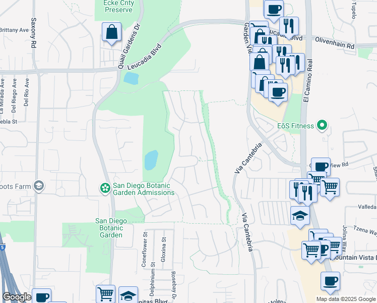 map of restaurants, bars, coffee shops, grocery stores, and more near 698 Rihely Place in Encinitas