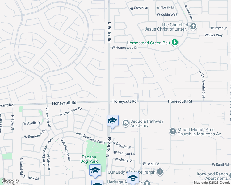 map of restaurants, bars, coffee shops, grocery stores, and more near 41402 West Jenna Lane in Maricopa