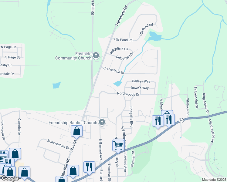 map of restaurants, bars, coffee shops, grocery stores, and more near 122 White Oak Drive in LaGrange