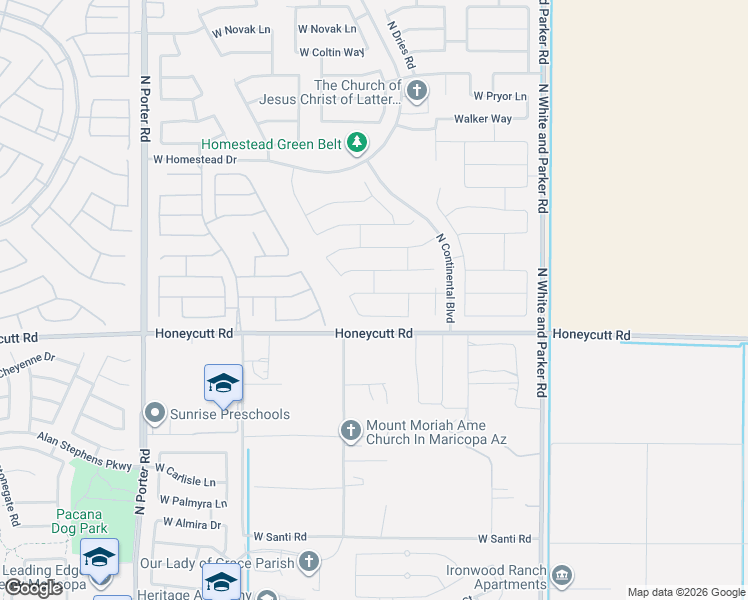 map of restaurants, bars, coffee shops, grocery stores, and more near 40560 West Jenna Lane in Maricopa