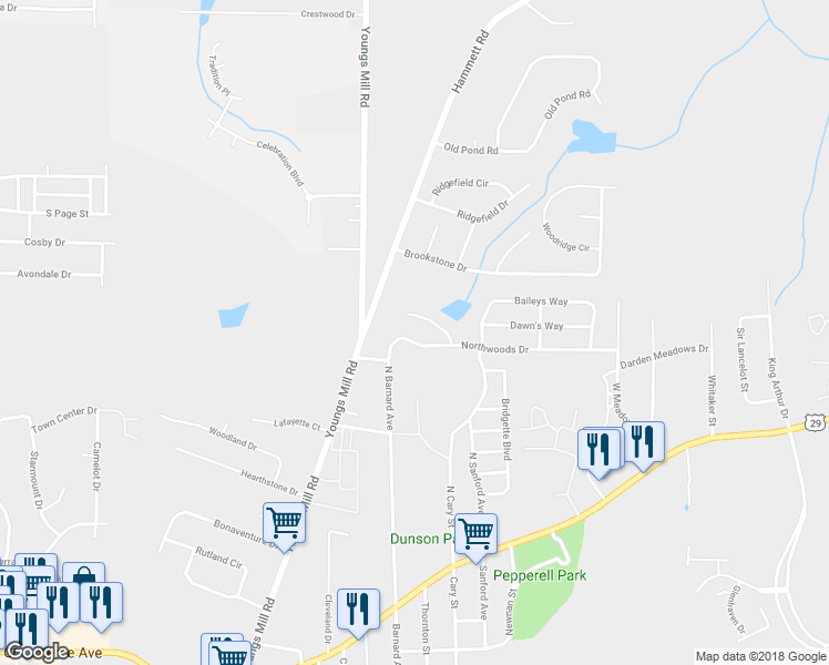 map of restaurants, bars, coffee shops, grocery stores, and more near 122 White Oak Drive in LaGrange