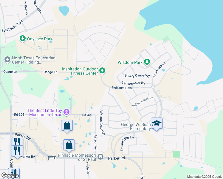 map of restaurants, bars, coffee shops, grocery stores, and more near 1503 Miracle Mile in Wylie